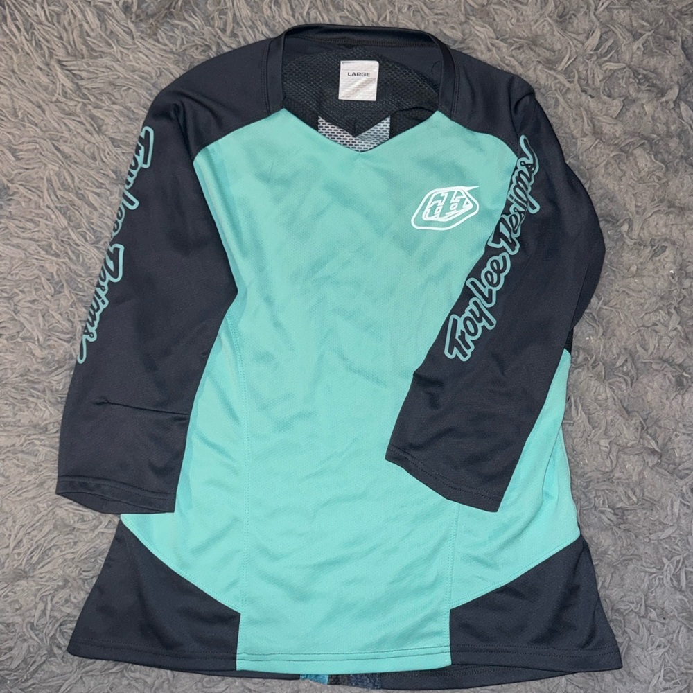 Troy Lee Designs Teal and Gray cycling jersey
